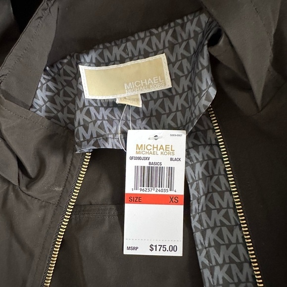 Black Michael Kors jacket🖤MK LOGO windbreaker gold zipper black zip up hoodie - Picture 3 of 14